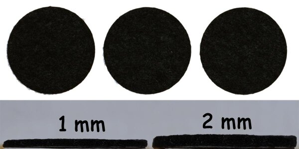 Filzgleiter zum Kleben in Bastelfilz-Qualität (1mm Dick) Ø 12 mm