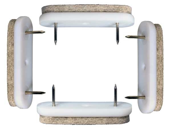 Filz-Gleiter mit Nagelstift Oval,  62 x 18 mm (Weiß)