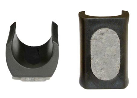 Klemmschalengleiter mit Filz ohne Dorn/Zapfen,schwarz Ø 23 - 25 mm